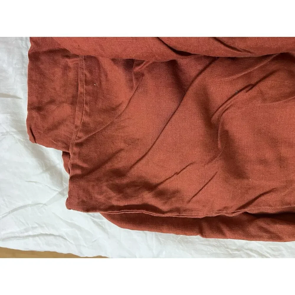 POTTERY BARN 100% FLAX LINEN DUVET COVER Twin Rust RED BERRY